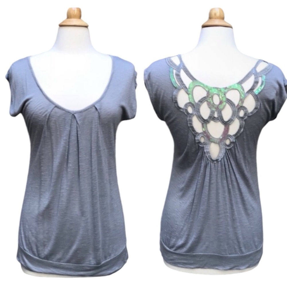โจHPโจ THREADS Open Back Sequin Top Tunic Tee Small - Picture 1 of 9